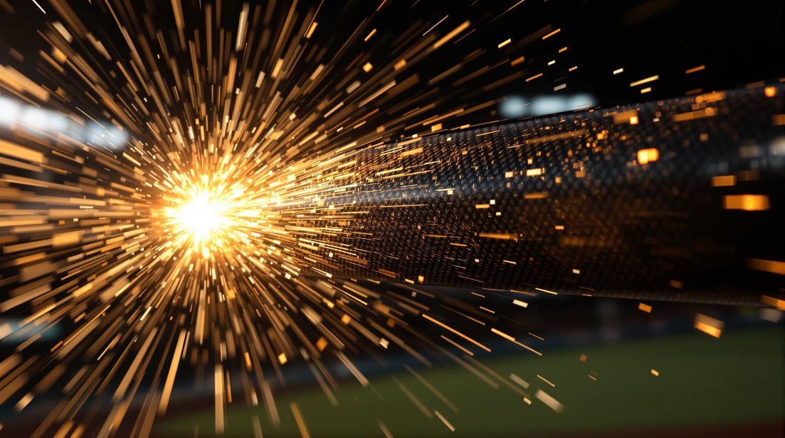 Premium composite bat at moment of impact - bat rolling legal