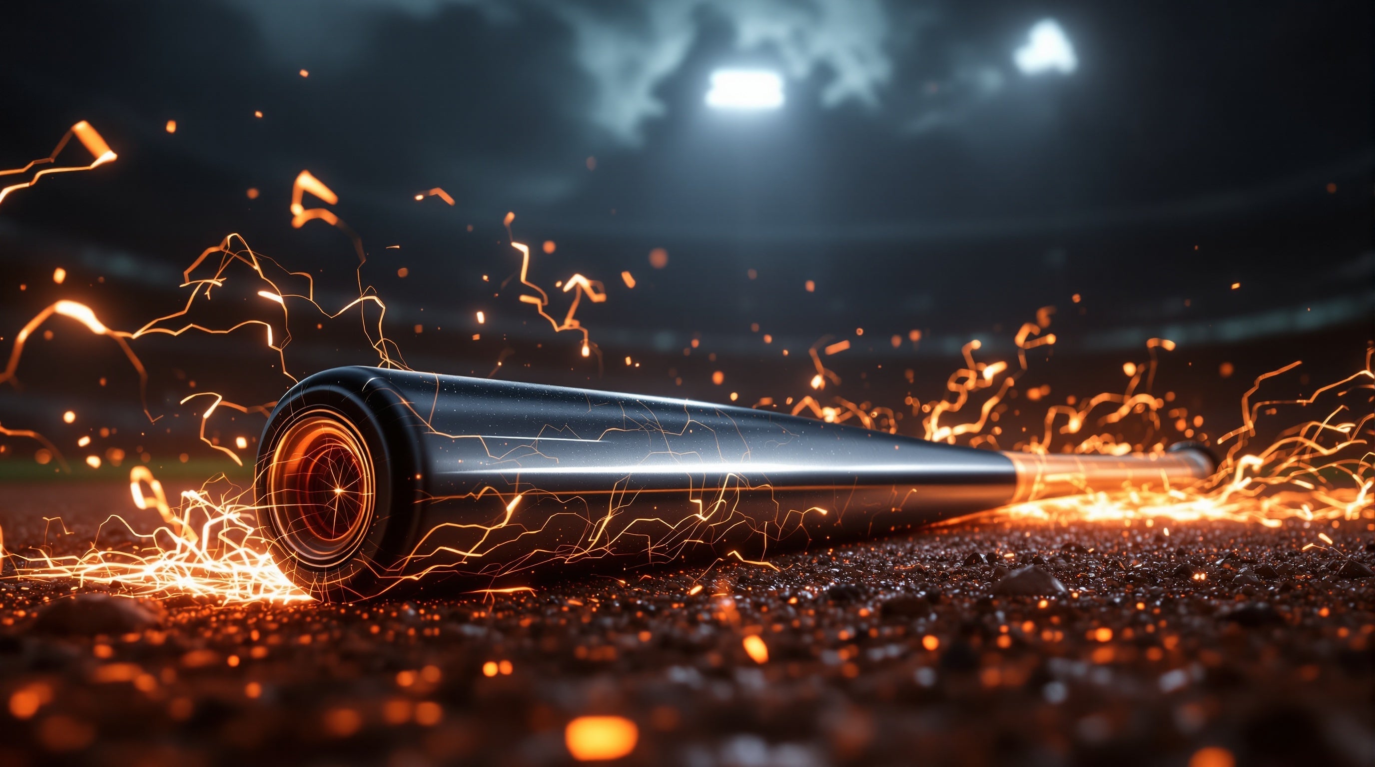 Baseball bat with copper energy trails - bat rolling performance