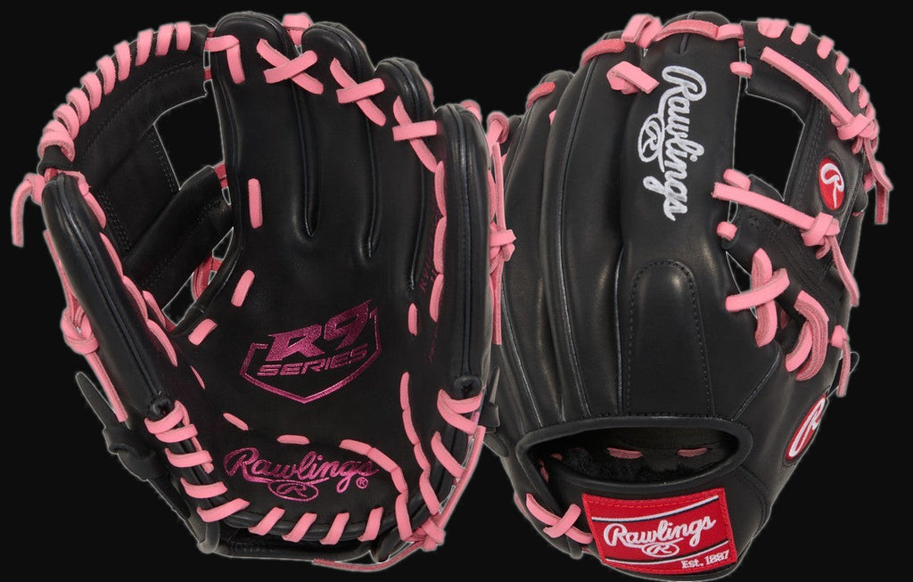 Rawlings R9 Series R91125U-2BP Model 11.25" Baseball Infield Glove [bgblk]