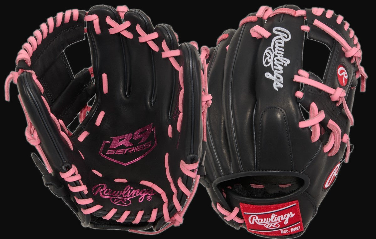 Rawlings R9 Series R91125U-2BP Model 11.25" Baseball Infield Glove [bgblk]