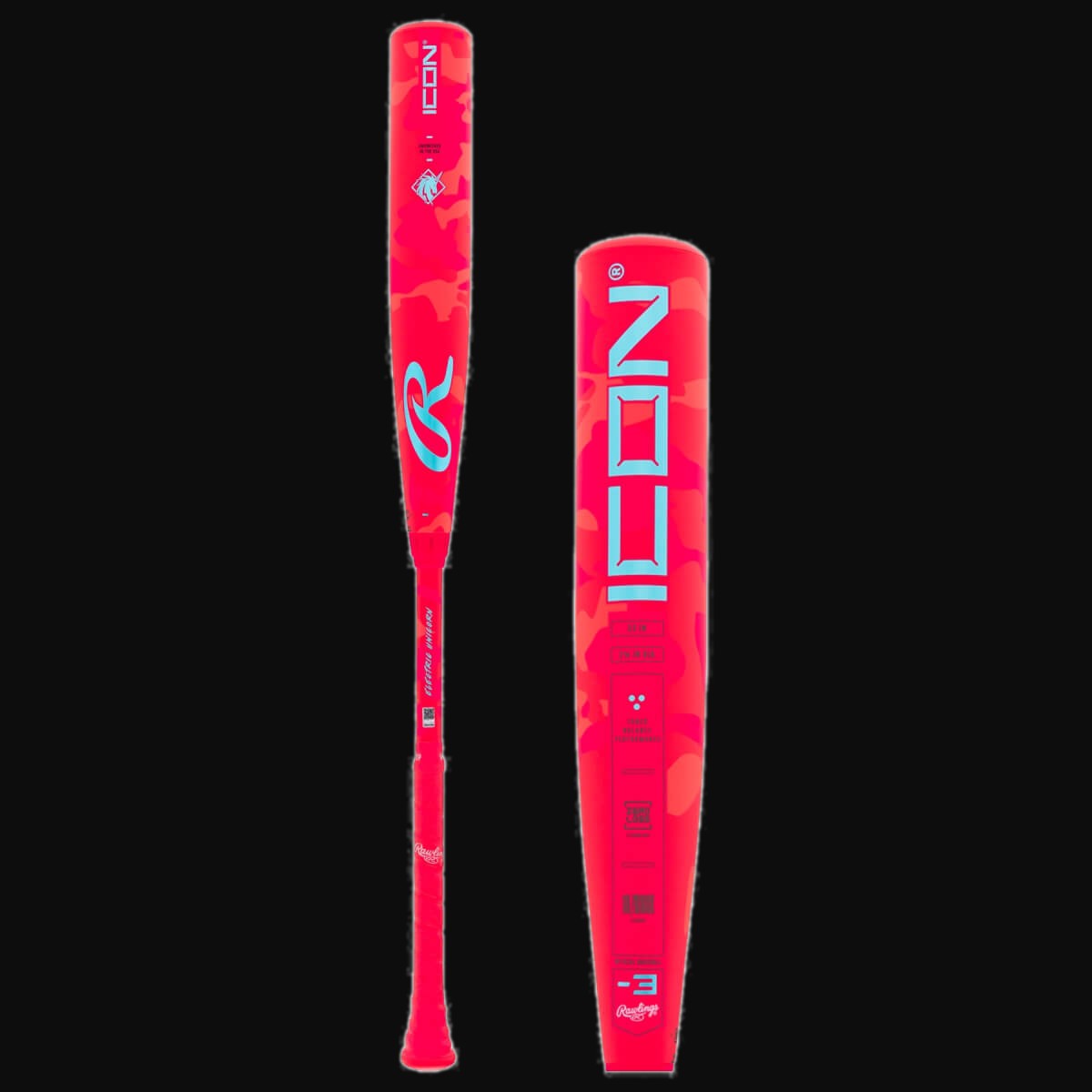 Rawlings Limited Edition Icon Electric Unicorn Model -3 BBCOR Baseball Bat [bgblk]