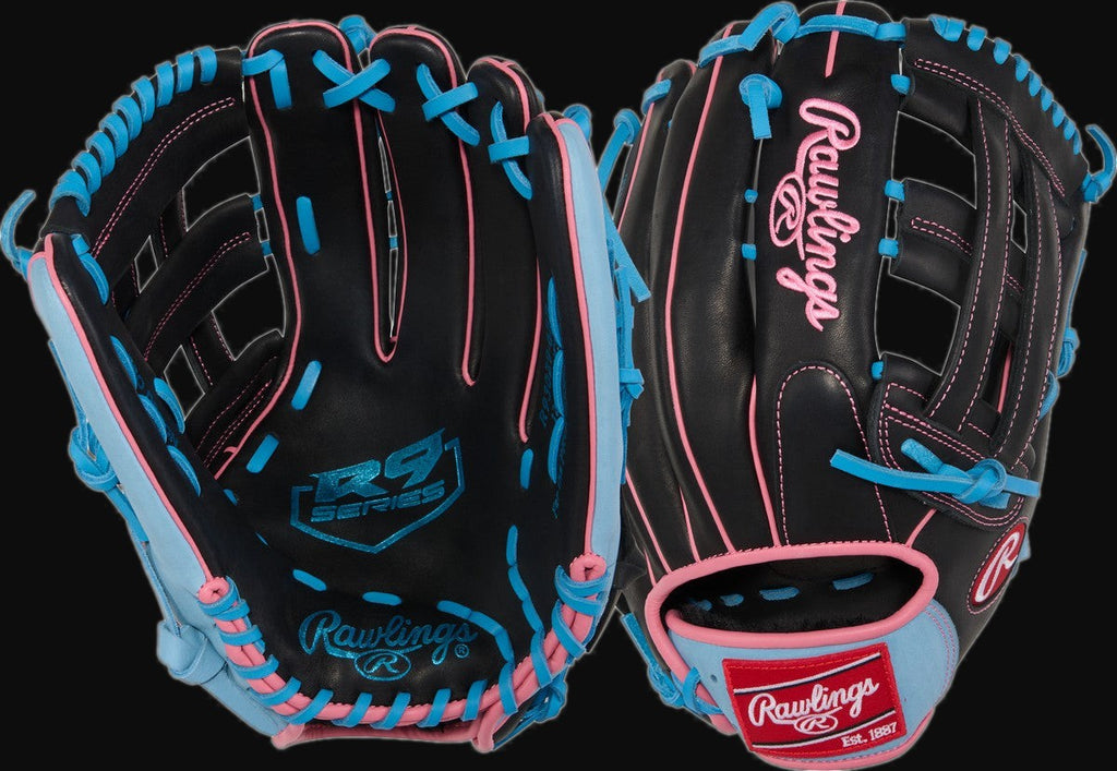 Rawlings R9 Series R93029-6BP Model 12.75" Baseball Outfield Glove [bgblk]