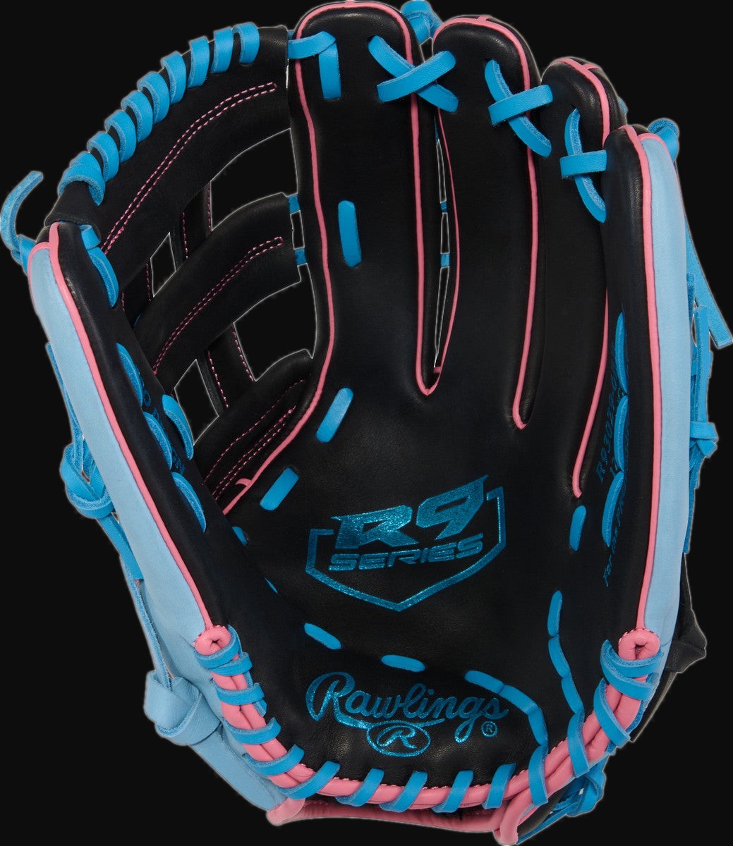 Rawlings R9 Series R93029-6BP Model 12.75" Baseball Outfield Glove [bgblk]