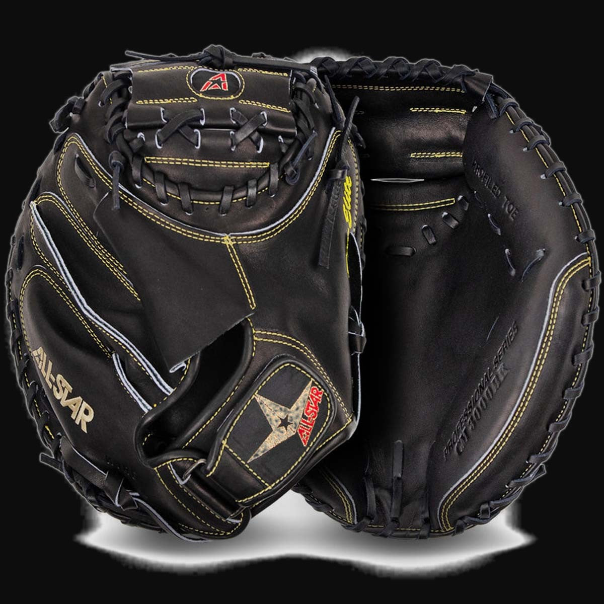 All Star Pro Elite Solid Black Series 33.5" Baseball Catcher's Mitt [bgblk]