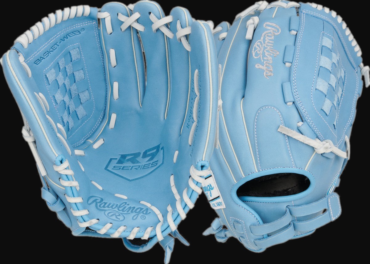 Rawlings R9 RR9SB125-3CB 12.5" Fastpitch Softball Outfield Glove [bgblk]